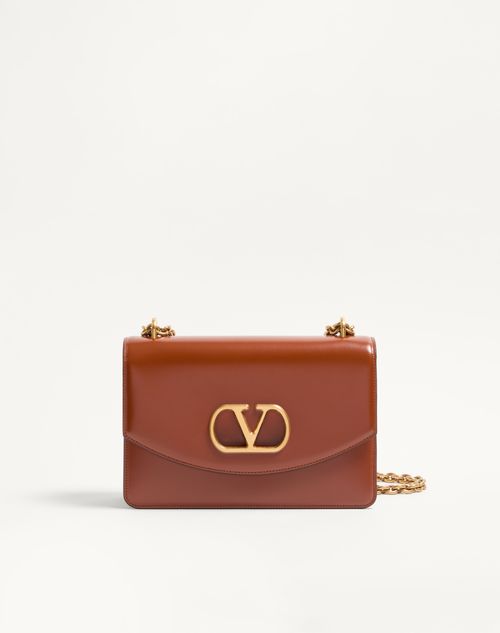 Valentino Garavani - Valentino Garavani Vain Shoulder Bag In Shiny Calfskin - Dark Brandy - Woman - Shoulder Bags